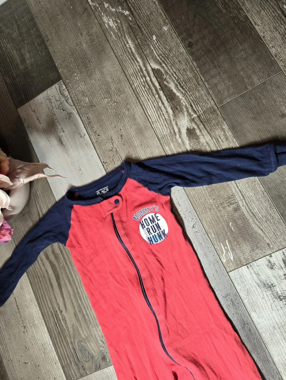 The Children's Place Red & Navy Baby Footed One-Piece Pajama - 
